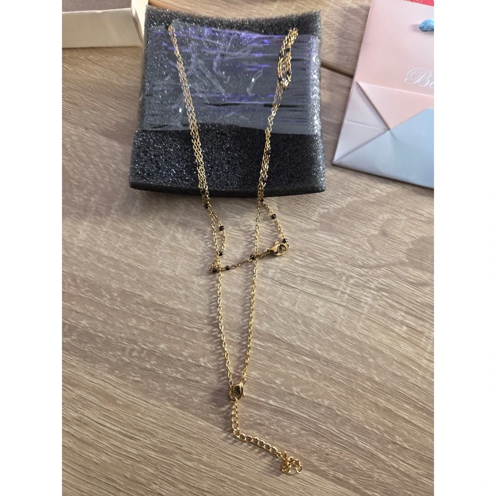 Gold Tone Open Heart Pendant Necklace with Gift Box‎ Bag and Card Minimalist